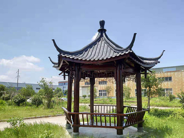 六角軟灣樹(shù)脂瓦涼亭
